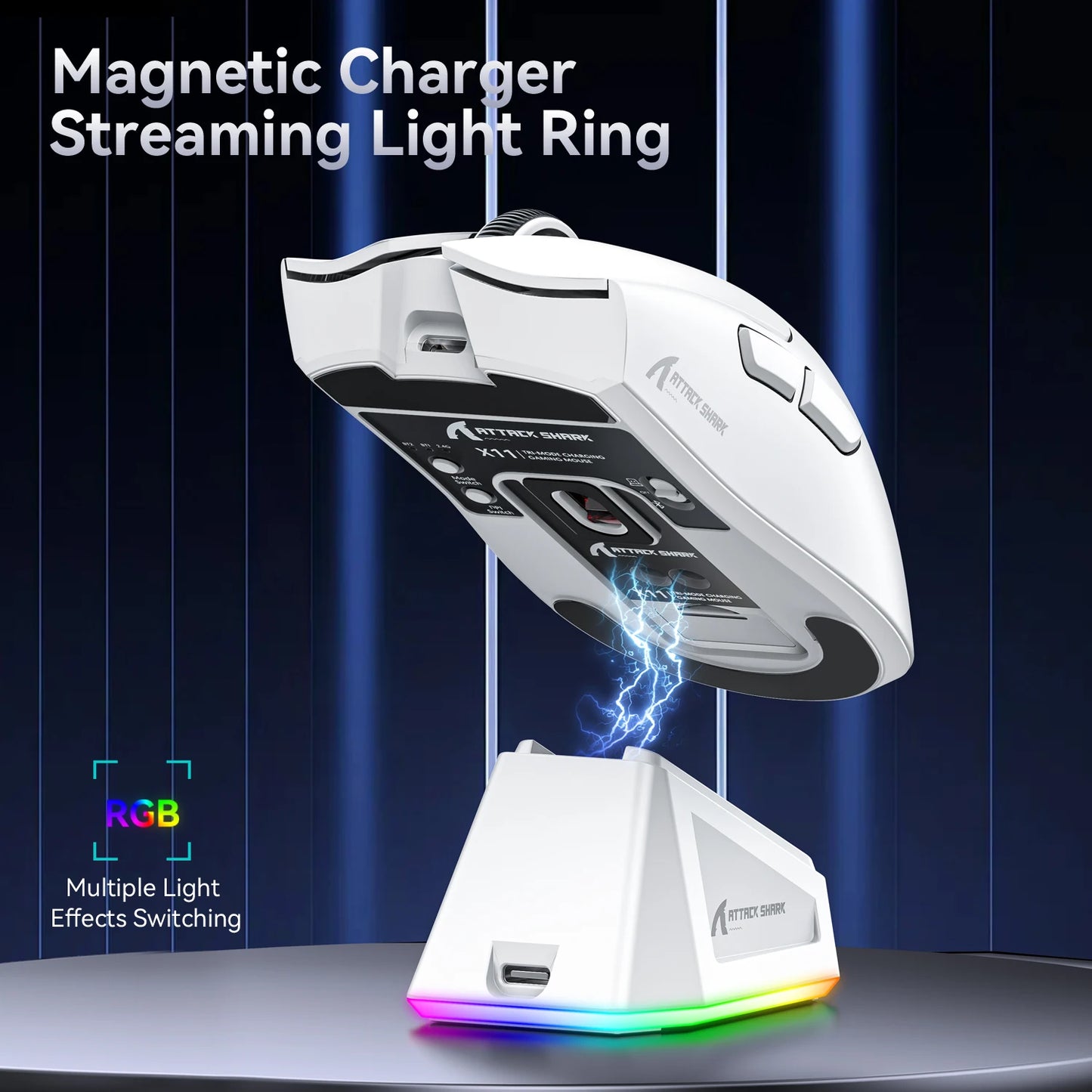 ATTACK SHARK X11-Mouse Tri-Mode Lightweight Gaming Mouse,PAW3311,22000DPI,400IPS,40G,1K Return Rate,Magnetic Fast Charging