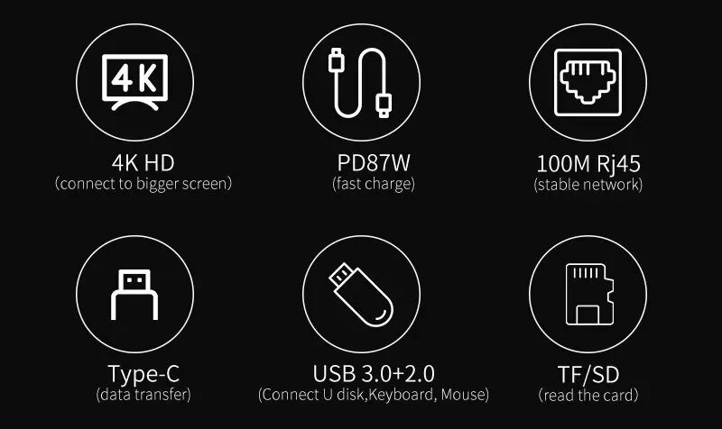 8 In1 Usb C Hub 3.0 Type C Splitter 4k Docking Station Laptop Adapter Pd Sd Tf For Macbook Air M1 Ipad Pro Rj45 Hdmi-Compatible