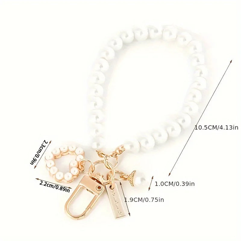 ZAKOL Shiny Pearl Shell Keychain Cute Pendant For Women Girls Bag Backpack Car Key Phone Charm Accessory
