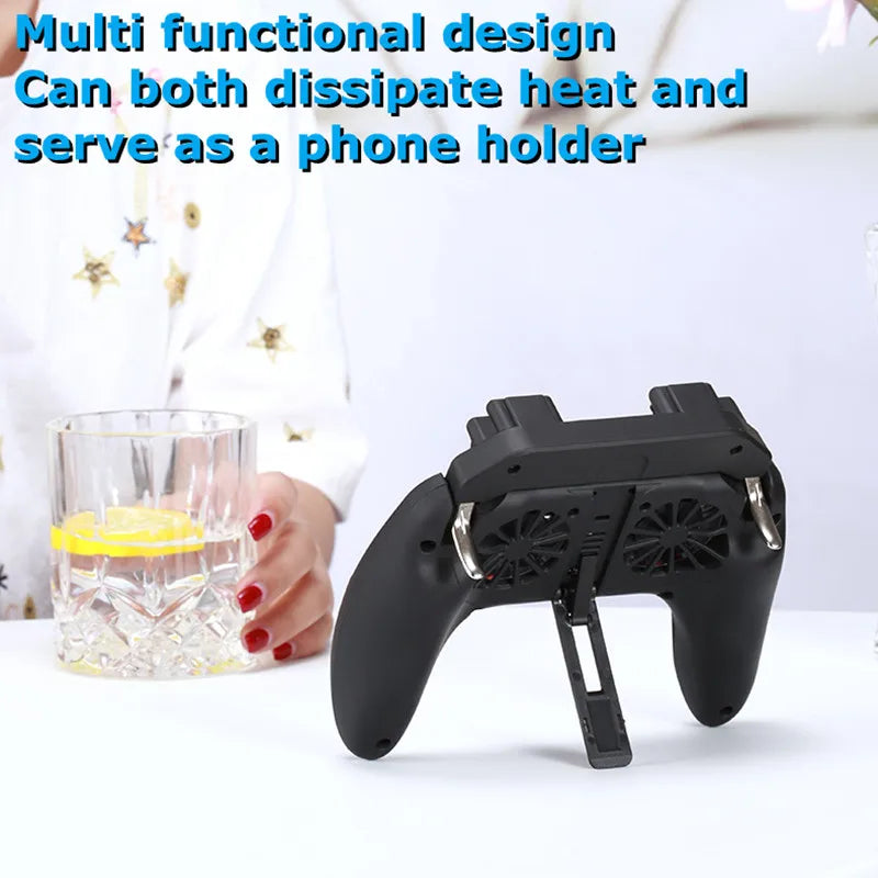 4 Fingers Mobile Phone Game Handle with Radiator Aim Shooting Gamepad Joystick Controller for IOS Android Gaming Accessories