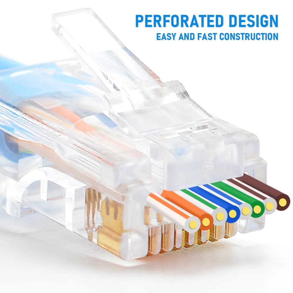 50/100pcs Pass Through RJ45 Cat6/Cat5e Connectors Crystal End 8P8C Crimp UTP Standard Ethernet Network Modular Plug