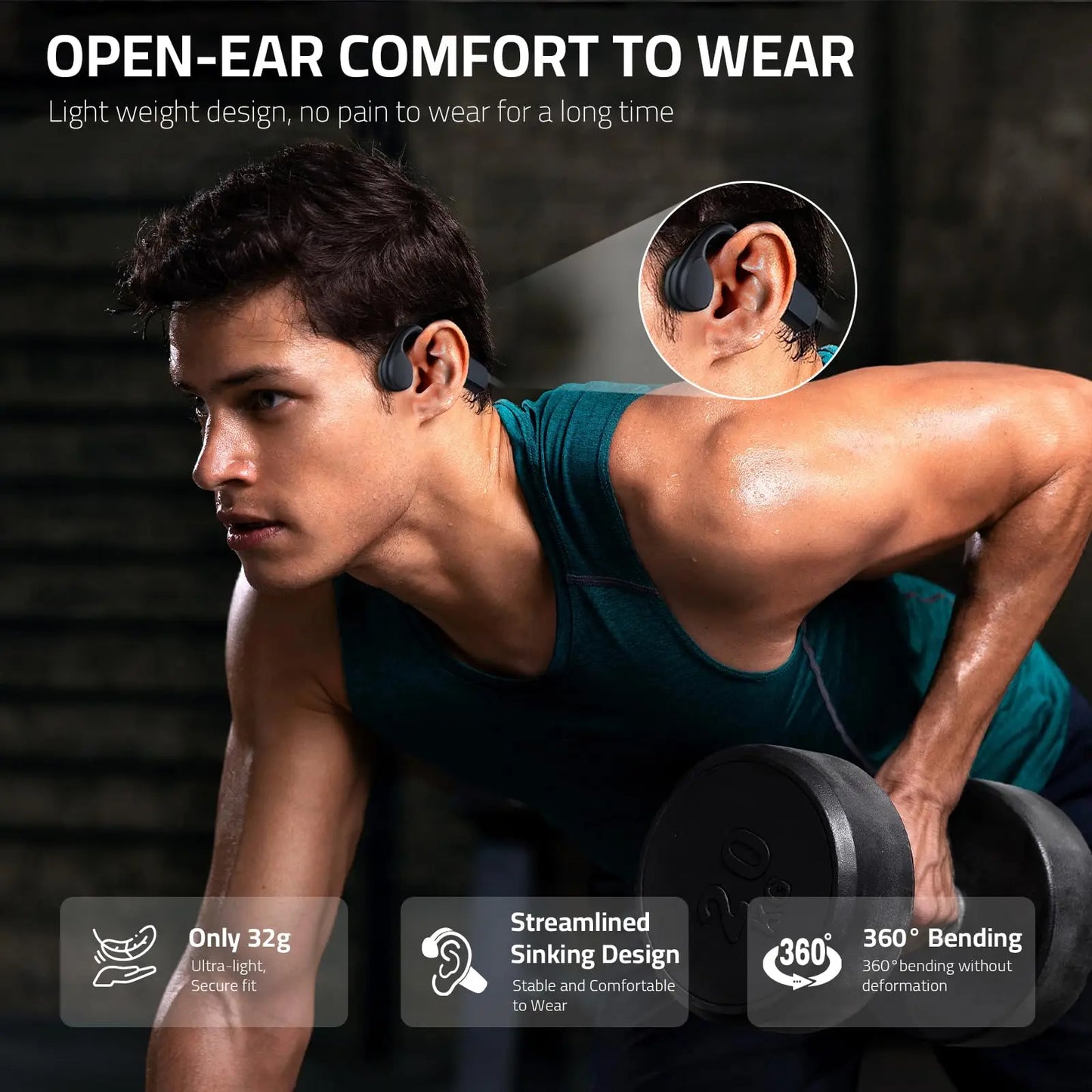 Wireless Earphones for shokz open Sports Bone Conduction Bluetooth IPX8 Waterproof Headphones With 32G RAM Mp3 Music Headset