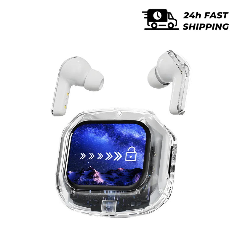 KOUO In-Ear Earbuds with Smart Touch Screen Wireless Bluetooth 5.4 HiFi Audio Earphones for Business Travel Language Translation