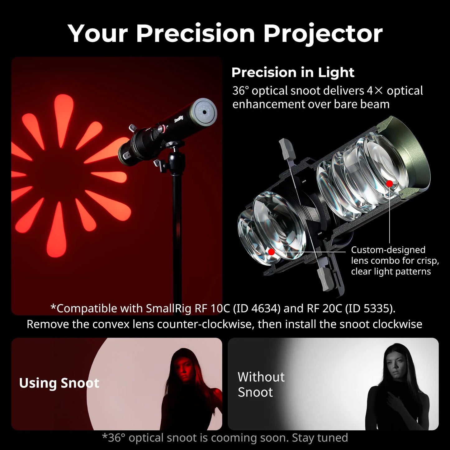 SmallRig RF 20C Portable Focusable LED Video Light 20W Mini Spotlight for SP Air Projection Lens RA-S200 Light Stand 5335