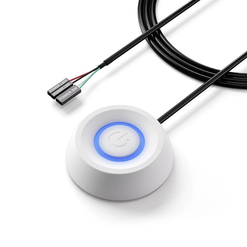 Computer External Switch Button Power Cable LED Light PC Motherboard Desktop External Start Power On/Off Button For Home Office