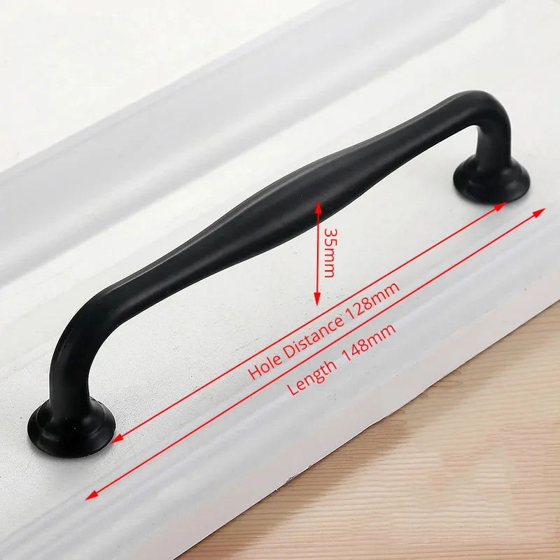 Aluminum Alloy Black Cabinet Handles American Style Solid Kitchen Cupboard Pulls Drawer Knobs Furniture Handle Hardware