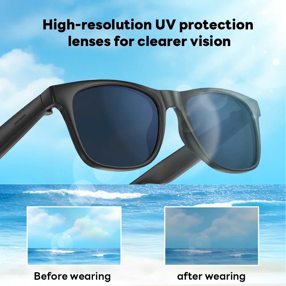 Lenovo AI Smart Wireless Glasses Bluetooth Sunglasses Remote 8K Control Touch Photo Camera Recording Voice Assistant Translator