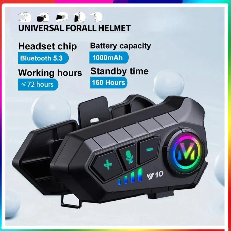 Y10 Motorcycle Helmet Headset Bluetooth 1000Mah Noise Reduction Wireless Hands-free Waterproof Motorcycle Earphone