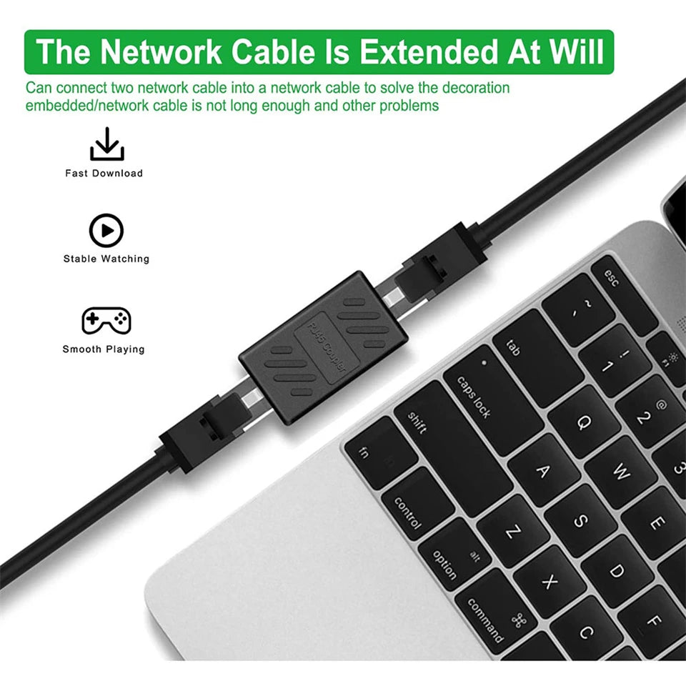 RJ45 Coupler Cat7 Cat6 Ethernet Adapter Gigabit Interface Network Extender Convertor Female to Female Connector Extension Cable