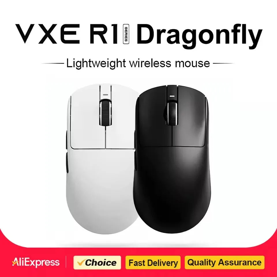 VXE Dragonfly R1 Wireless Mouse PAW3395 Sensor Nordic 52840 2KHz FPS Game Mouse Intelligent Speed Low Delay Game Office
