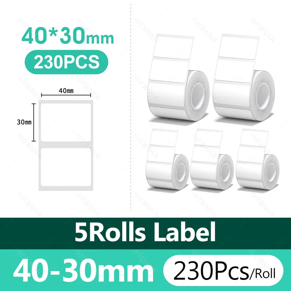 3/5/10 NiiMBOT White Label Paper Waterproof Self-adhesive Rolls For B1 B21 Mini Label Printer Price Tag Office Maker UV Print