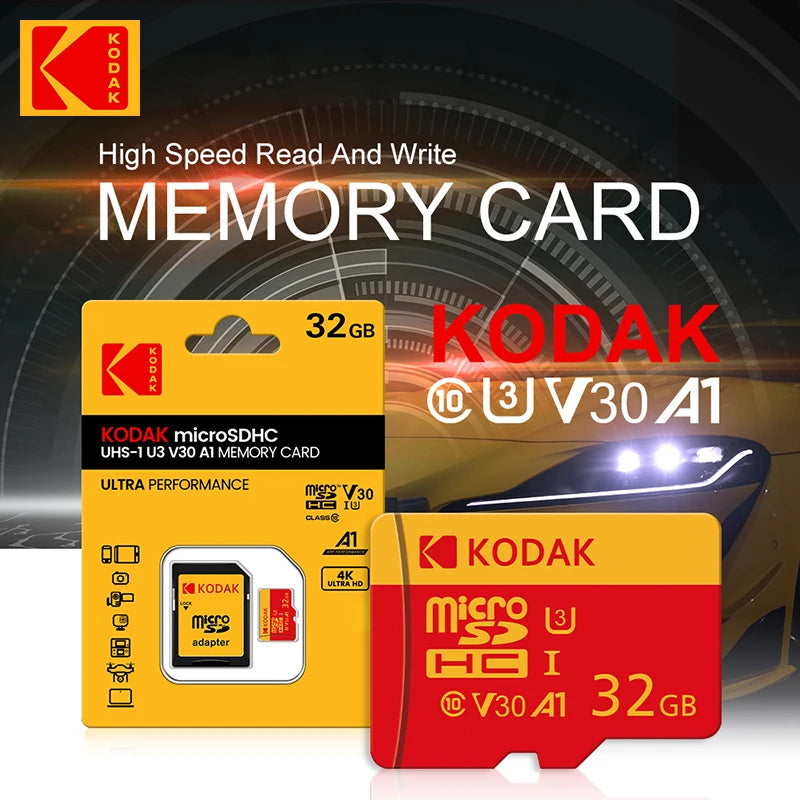 100% Original Kodak Red Memory Card 128GB 64GB 32GB A1 Micro TF SD Card Class 10 UHS-1 TF Flash Card for Samrtphone/PC