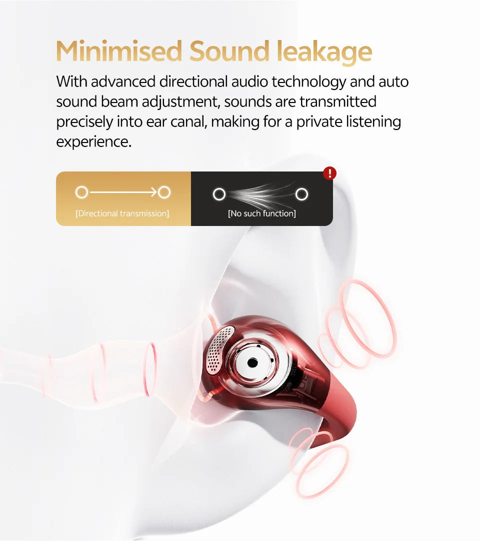 QCY Crossky C30S Open Ear Earphones Wireless Bluetooth 6.0 Clip-On Earbuds LDAC Hi-Res Audio Dual Connection 40H IPX5 Waterproof
