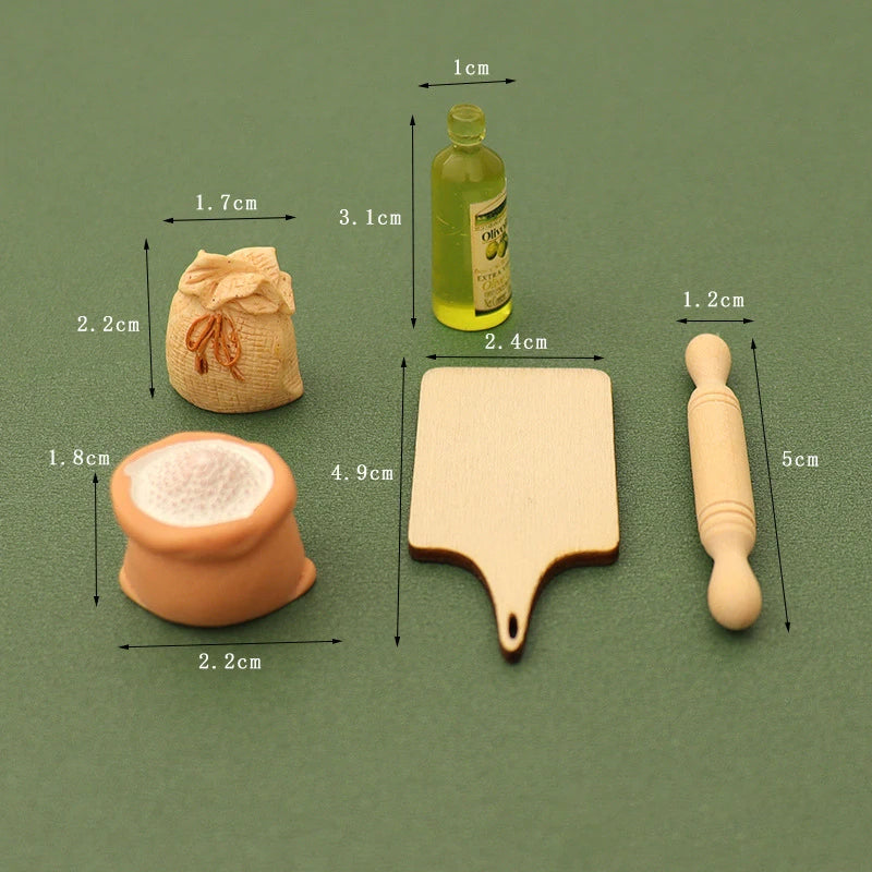 1/12 Dollhouse Miniature Kitchenware Kit Model Doll Kitchen Baking Supplies Decor Toy Micro Scene Construction Props