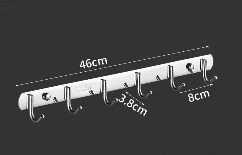 Stainless Steel Hook Hooks Toilet Clothes Hook Kitchen Supplies Hanger Punch-free Hook Rack