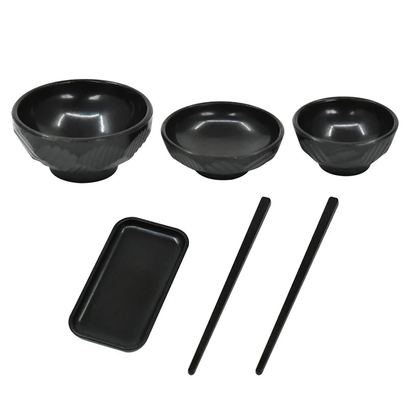 1Set 1:6 Dollhouse Miniature Dinner Plate Bowl Chopsticks Tray Tableware Kitchen Model Decor Toy Doll House Accessories