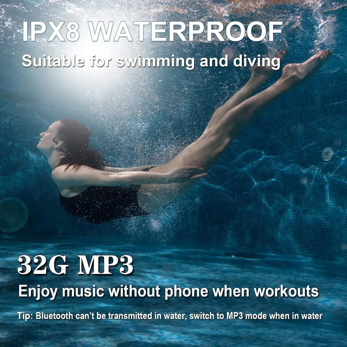 Wireless Earphones for shokz open Sports Bone Conduction Bluetooth IPX8 Waterproof Headphones With 32G RAM Mp3 Music Headset