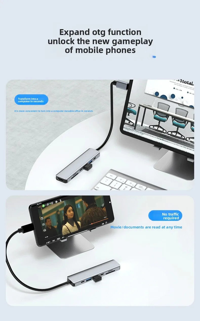 USB C Docking Station TYPE-C HUB to HDMI 4K 30Hz with Screen off Button USB 3.0 5Gbps HUB 87W Fast Charging for MacBook