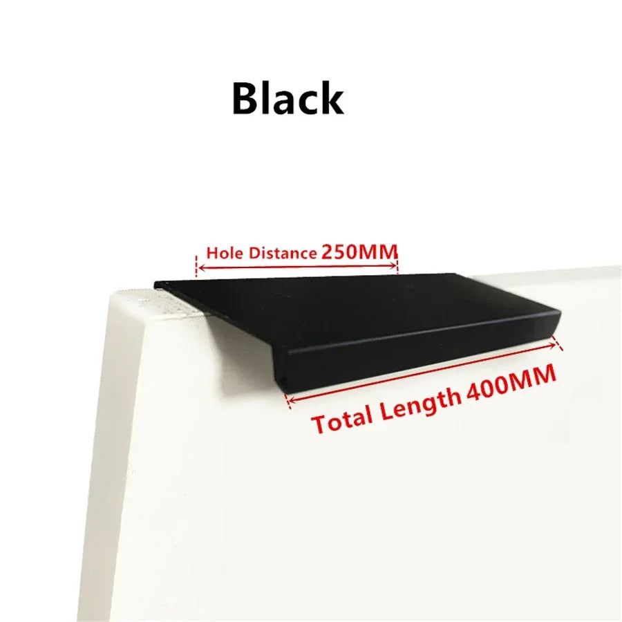 Black Silver Gold Long strip Handle Aluminum alloy strip handle Kitchen Cupboard Pulls Wardrobe Drawer Knobs Furniture Handles