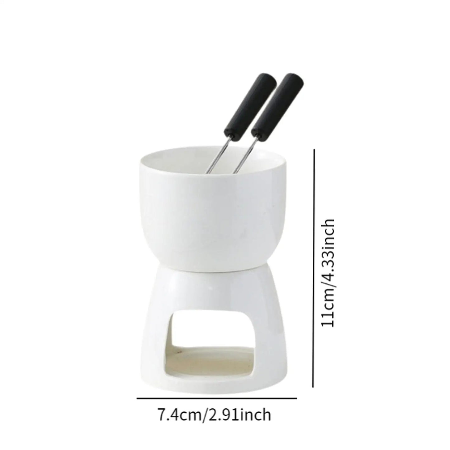 1 Set Ceramic Chocolate Fondue Pot Porcelain Melting Pot Butter Warmer for Kitchen Candy Dessert Caramel Appliances