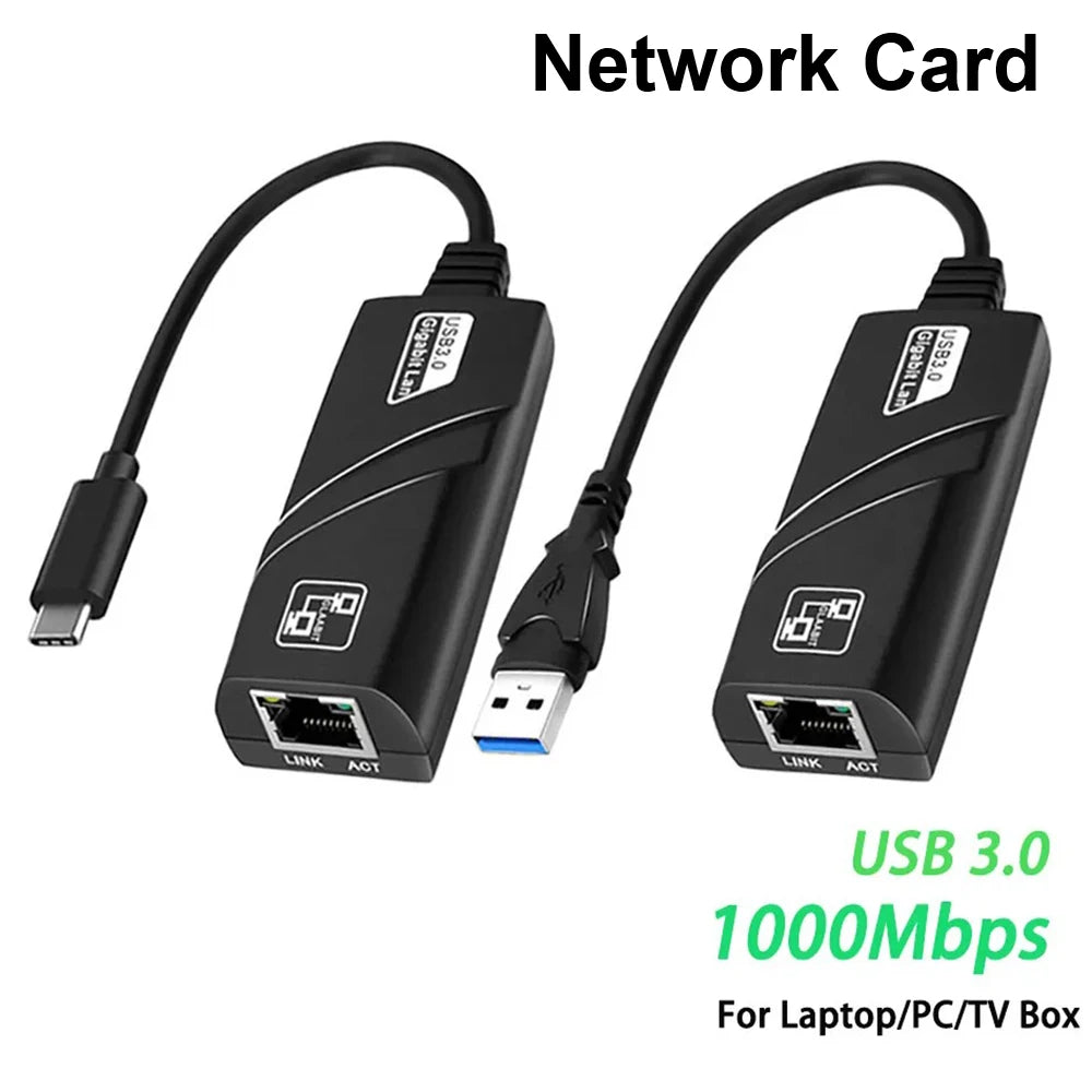 10/100/1000Mbps USB 3.0 Wired USB TypeC To Rj45 Lan Ethernet Adapter RTL8153 Network Card for PC Macbook Windows Laptop