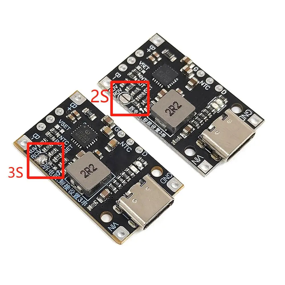 2S 3S Type-C USB BMS 15W 8.4V 12.6V 1.5A Lithium Battery Charging Boost Module With Balanced Support Fast Charge With Indicator