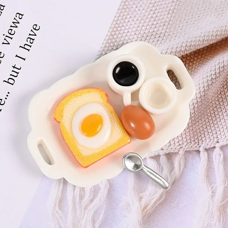 1set 1/12 Dollhouse Simulated Breakfast Afternoon Tea Set Dollhouse Mini Kitchen Food Decoration For Kid Pretend Play Toys