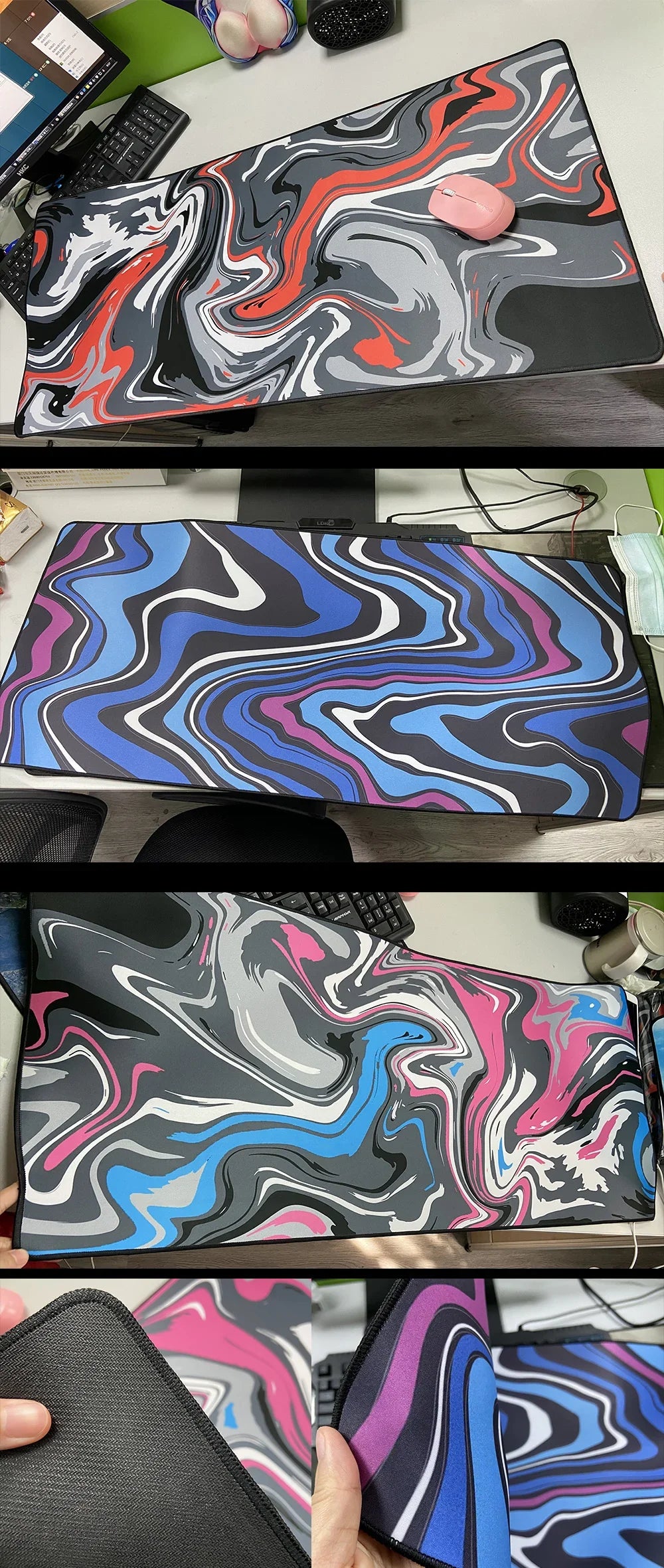 Large Anime Mouse Pad Non-Slip Extended Gaming Desk Mat with Rubber Base And Stitched Edge Kawaii Keyboard Mat for Laptop Gamer