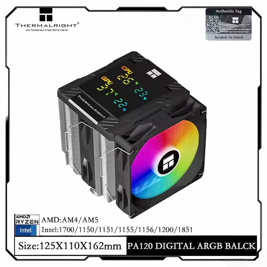 Thermalright Peerless Assassin 120 ARGB Digital Black CPU Air Cooler Supports LGA1851/1700/115X/1200/ AMD AM4/AM5