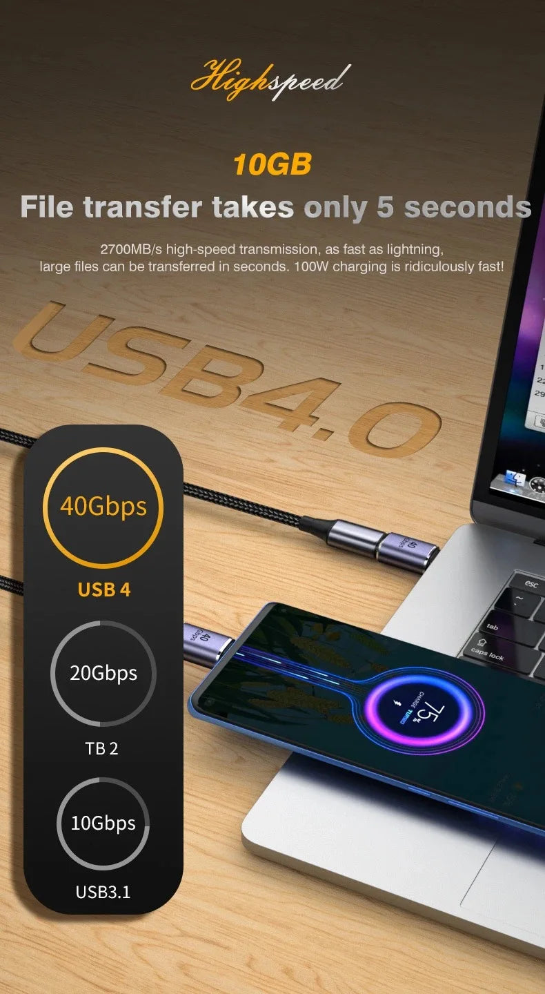TYPE C Connector 4K OTG Plug 100W 40Gbps Data Transfer Ultra Fast Charging USB C USB3.1 Support 8K Adapter Extension