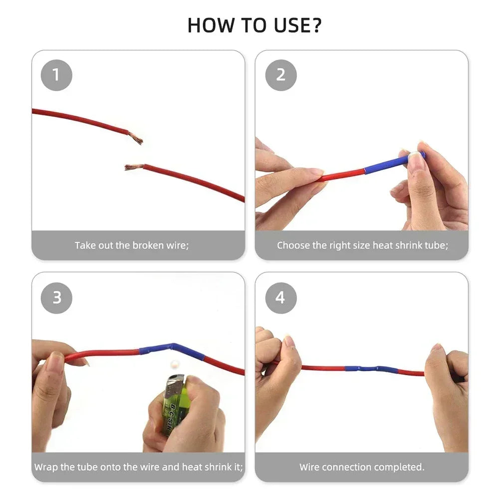 Thermal-Activated Cable Sleeve Shrinkable Wire Protector Kit Insulation Tubes for DlY Proiects Automotive Electronics Repair