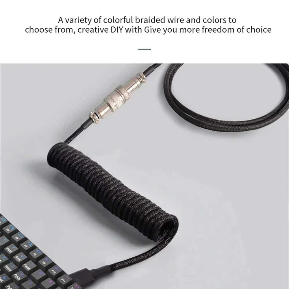 Mechanical Keyboard Coiled Cable Detachable USB C Aviator Connector Coiling Cable Desktop Computer Gaming Keyboard Accessories