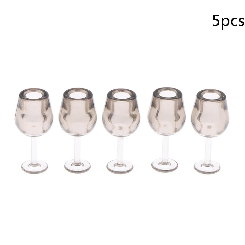 5pcs Dollhosue Miniature Red Wine Cup Wine Glasses Doll House Foods Groceries Kitchen Fairy Garden Scene Decor Furniture Toy