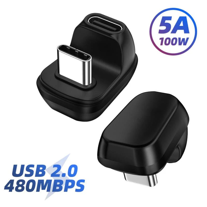 40Gbps Mini USB C Right Angle Adapter U-Shape Thunderbolt3 USB C to Type C Adapter Connector USB4.0 8k@60hz 100w Fast Charging