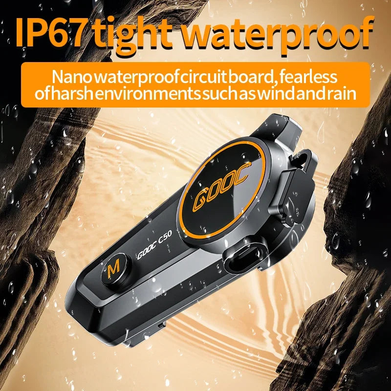 3D Surround Heavy Bass Motorcycle Helmet Headset Stereo Bluetooth Hands Free Call IPX7 Waterproof With Tri-Color Ambient Light