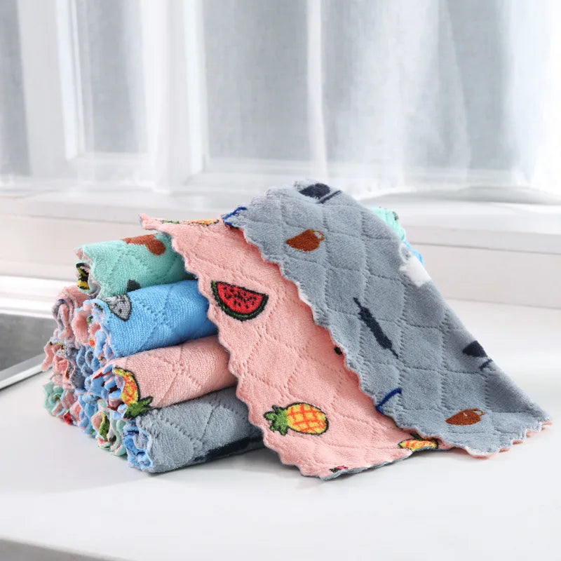 3pcs Microfiber Cleaning Cloth Kitchen Towel Set Dish Towel for Kitchen Items Household Tools Dish Washing Cloth Absorbent Rags