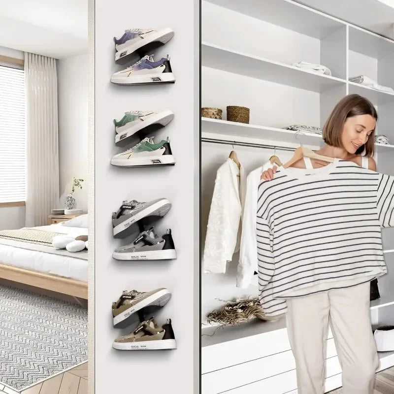 H-shaped Shoe Rack Wall Mounted Floating Shoe Display Shelves Sneaker Holders for Shoe Collectors Advertising Exhibition