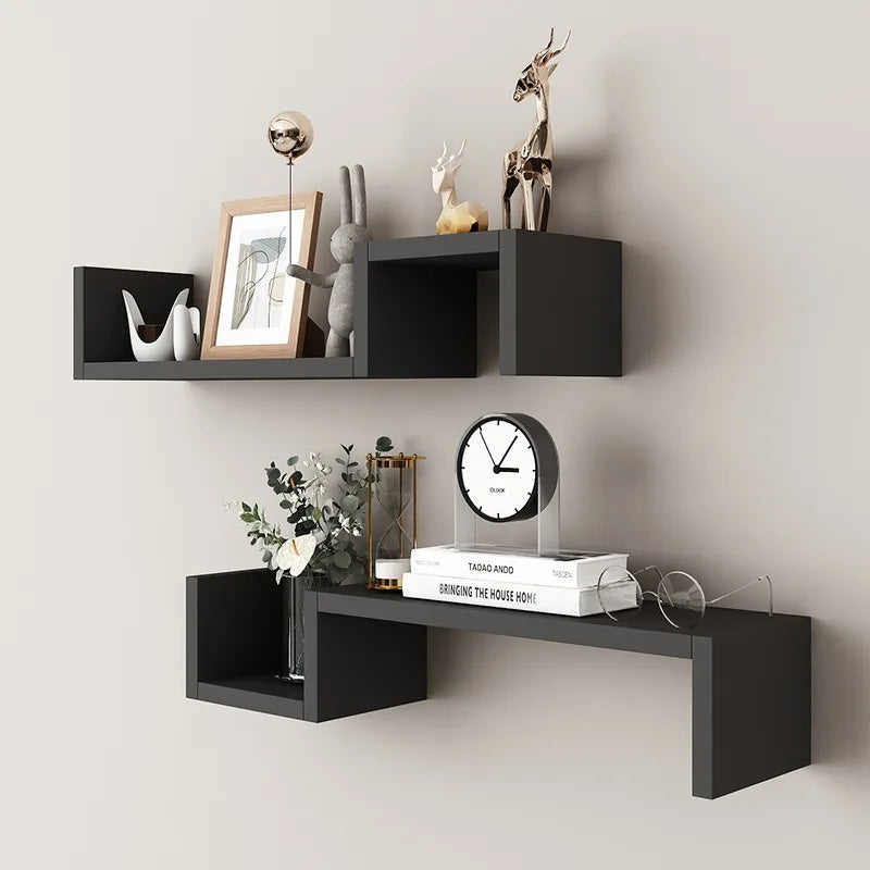 Modern Floating Shelves Wall Mounted Living Room Bedroom Decor Geometric Storage Shelf Organizer for Books Plants Art