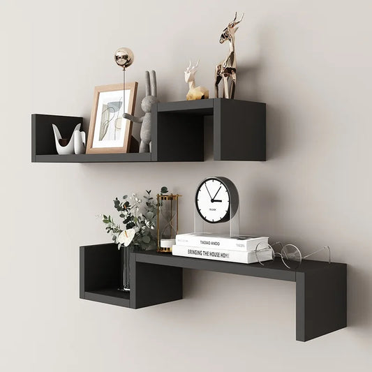 Modern Floating Shelves Wall Mounted Living Room Bedroom Decor Geometric Storage Shelf Organizer for Books Plants Art