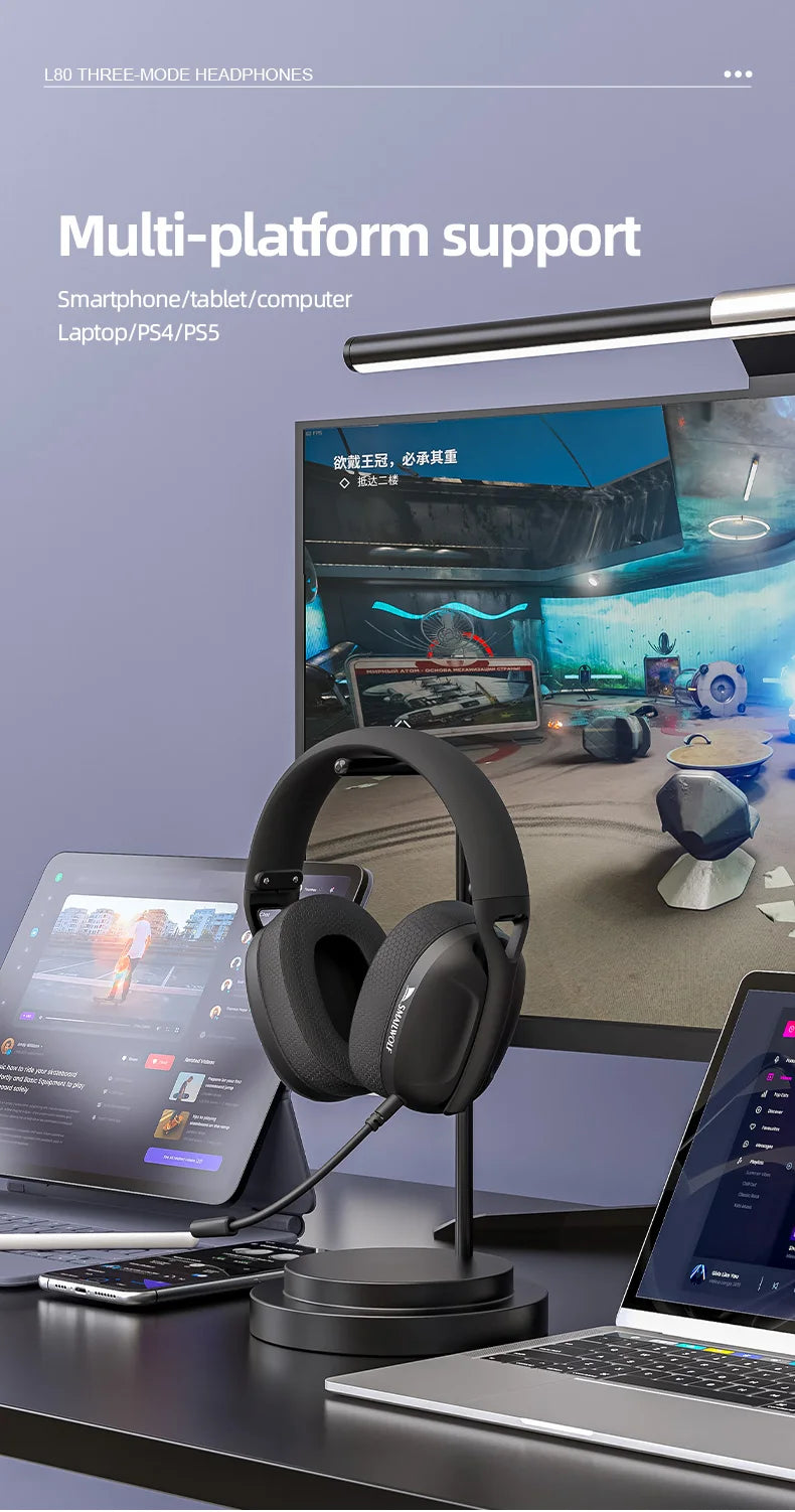 SMAILWOLF L80 Bluetooth wireless wired three-mode gaming headset laptop home lightweight headset with microphone