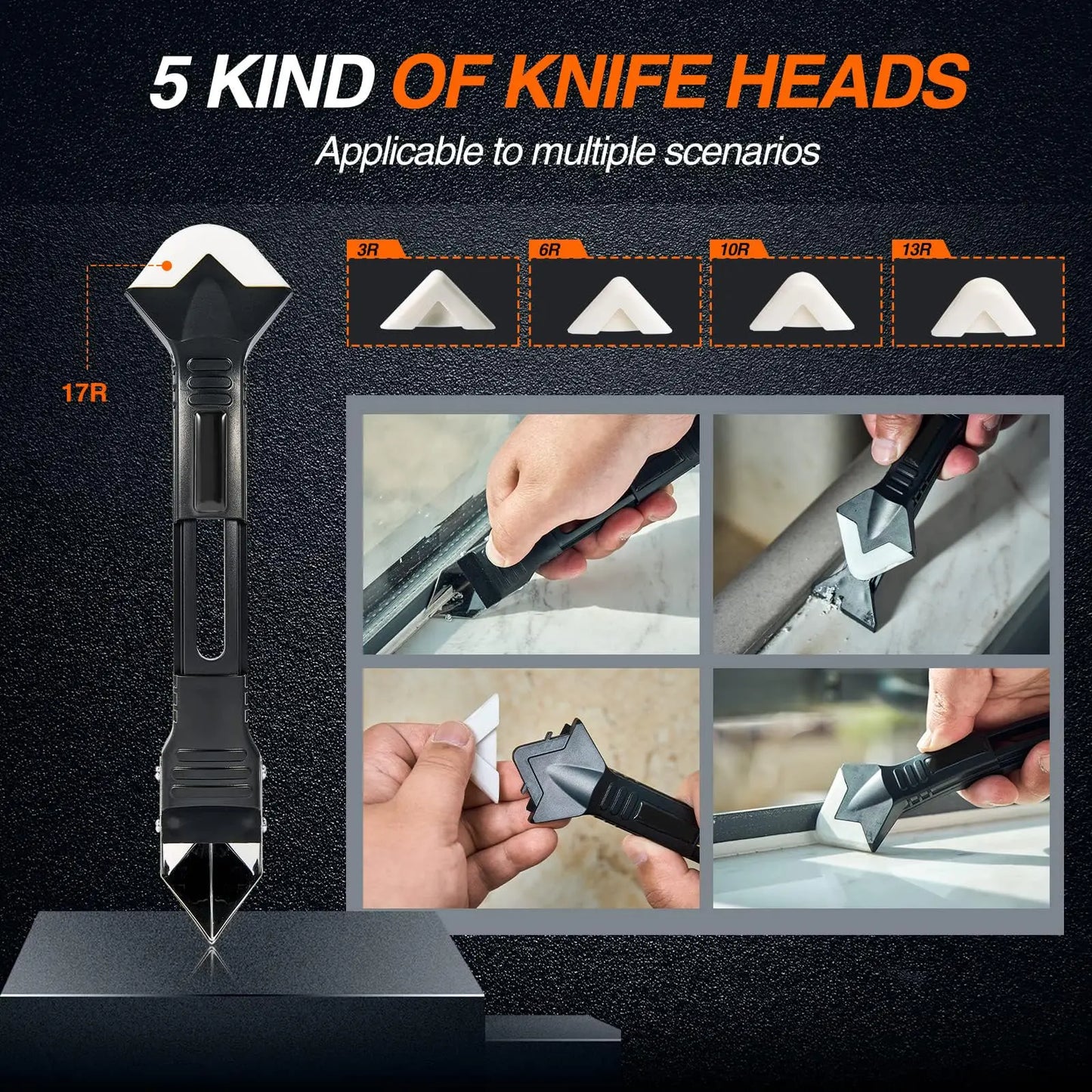 Silicone Scraper Squeegee Glue Remover Knife Caulking Angle Beauty Crack Trowel Tool Grout Scraper Kit 5in1 Multifunctional Home