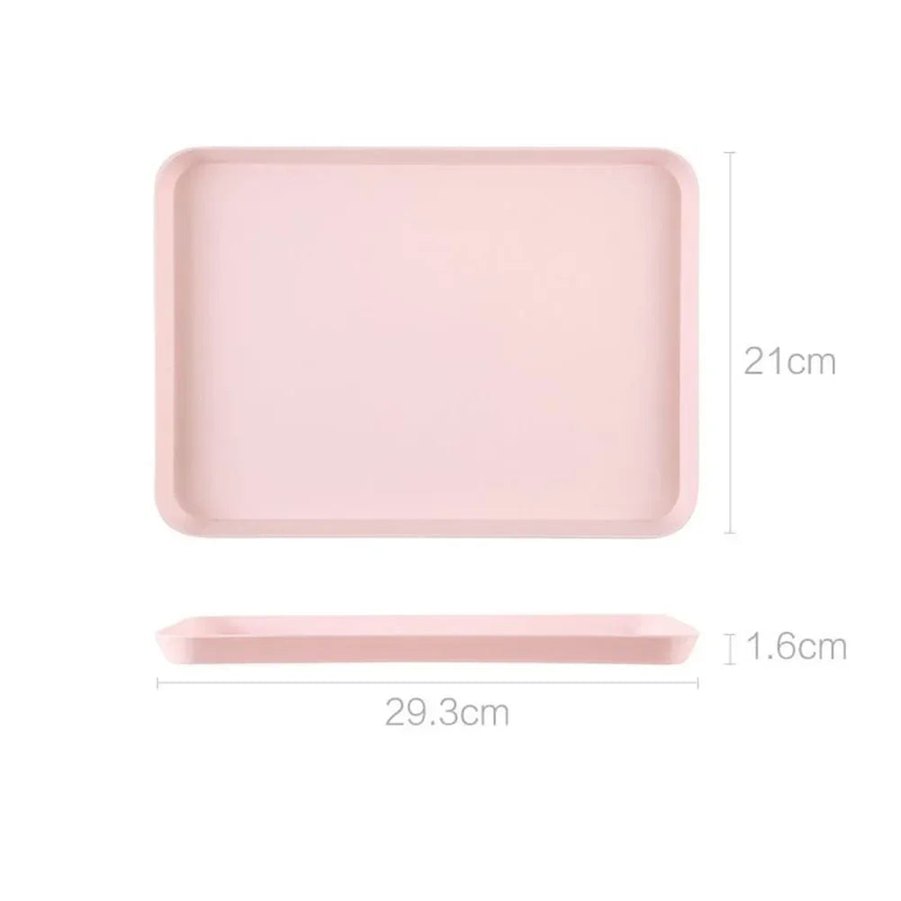 Restaurant Plastic Serving Tray Home Tea Fruit Dessert Tray Anti-Slip Resistant Food Cooking Storage Tray Kitchen Organizer