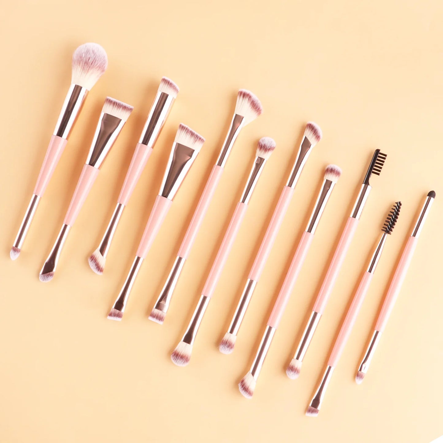 11 full set of eye makeup brushes, double-head design, eyeshadow brush, smudge brush, eyebrow brush, full set of beauty tools