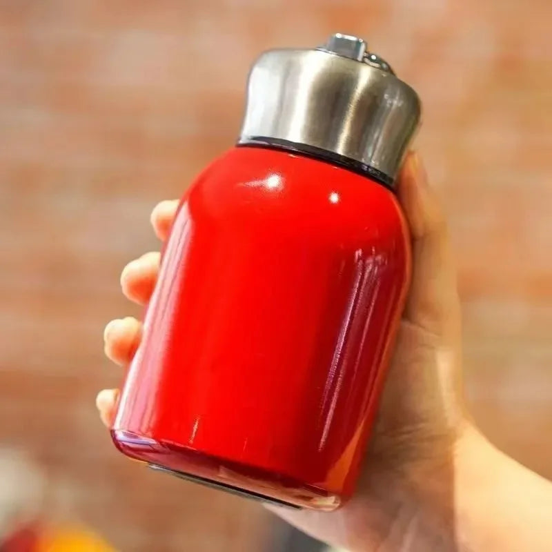 300ML Travel Water Bottle Coffee Mug Stainless Steel Vacuum Flask with Lifting Ring Mini Thermos Cup Portable Car Insulated Cup