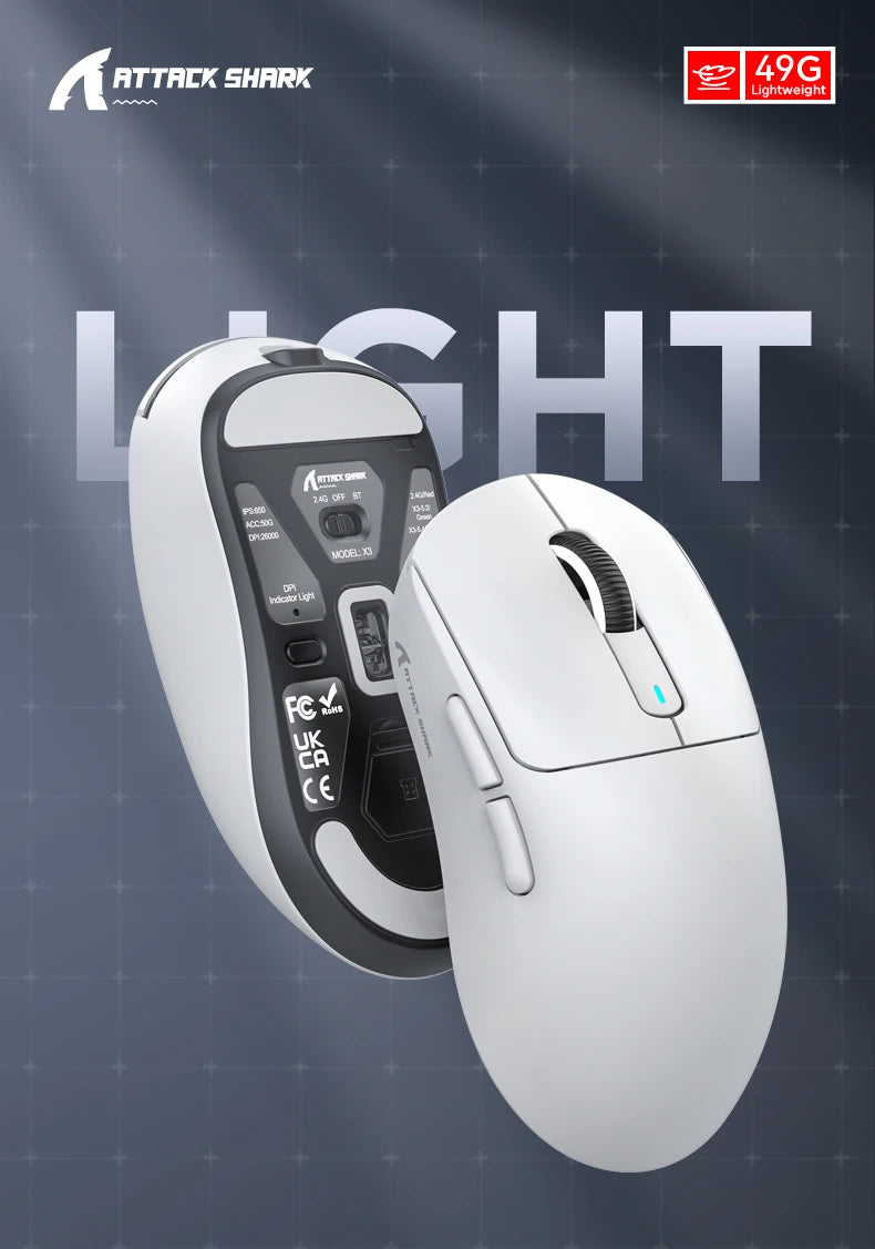 X3 ATTACK SHARK X3Pro Bluetooth Gaming Mouse PAW3395 Sensor TTC Encoder Black Mamba Switch and 1K/4K Hz for Wireless Mouse