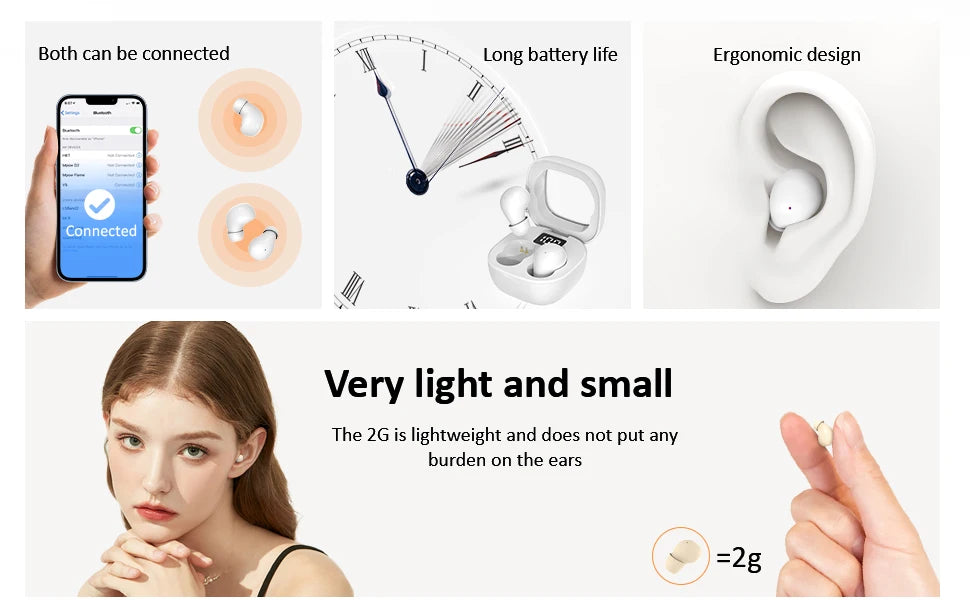 Wireless Bluetooth Headset Mini Ultra Small Sleep New Invisible Earbuds High Sound Quality Headphones Noise Reduction Earphones