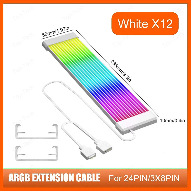 PC RGB Light Strip Suitable for PSU Cable PC RGB GPU Cable 5V 3Pin ARGB Sync PC Extension Cable for 6Pin 8Pin 12Pin 16Pin 24Pin