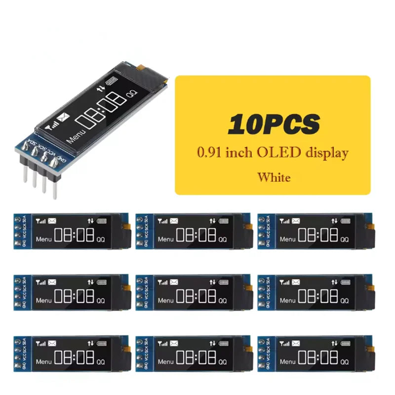 1-10pcs 0.91 inch OLED display module white/blue OLED 128X32 LCD LED Display SSD1306 12832 0.91 IIC i2C Communicate for ardunio