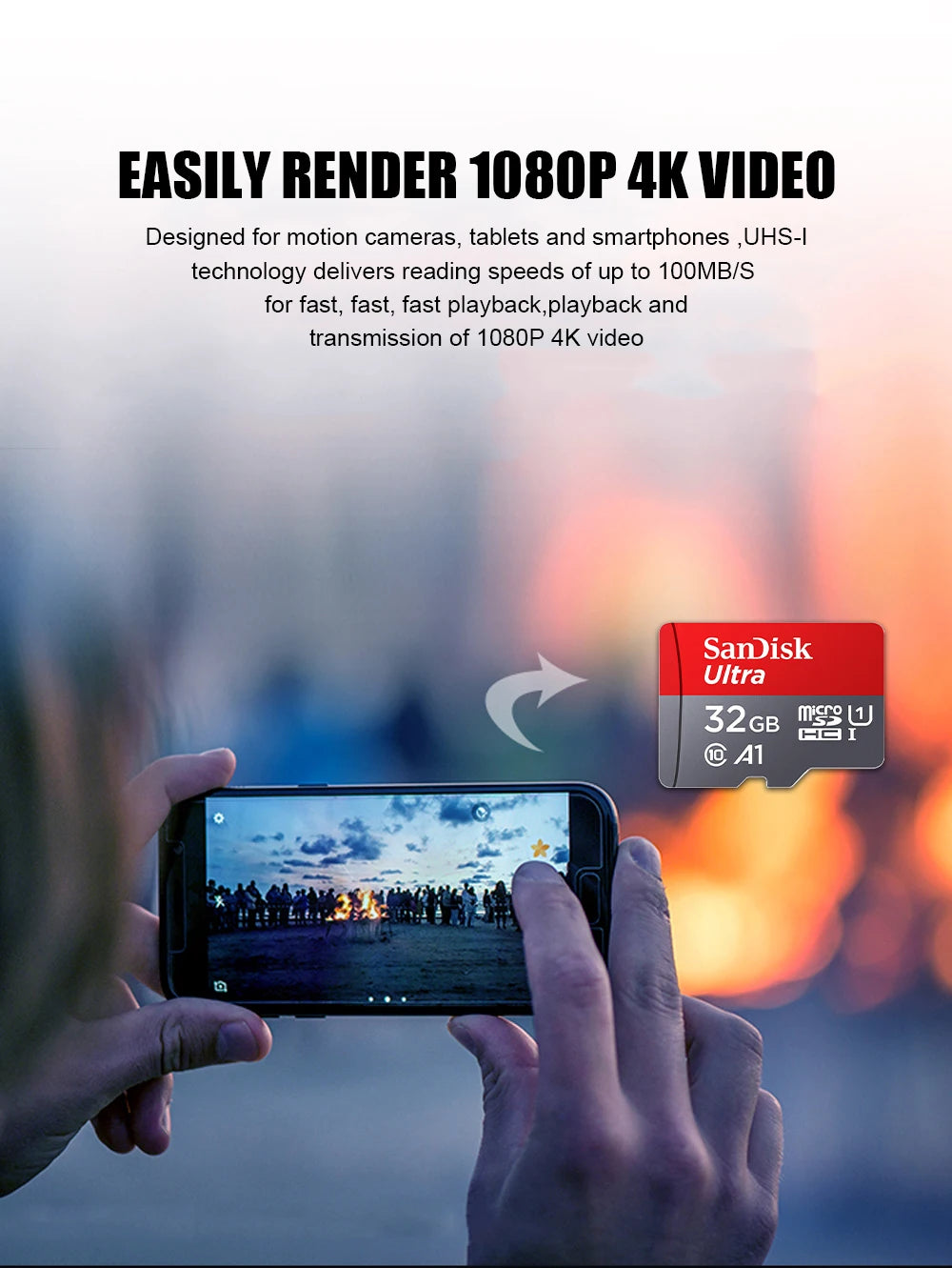 Sandisk Memory Card 256GB 128GB 64GB 32GB TF Micro SD Card Class 10 UHS-1 Flash Card Memory for Smartphone PC+Card Reader