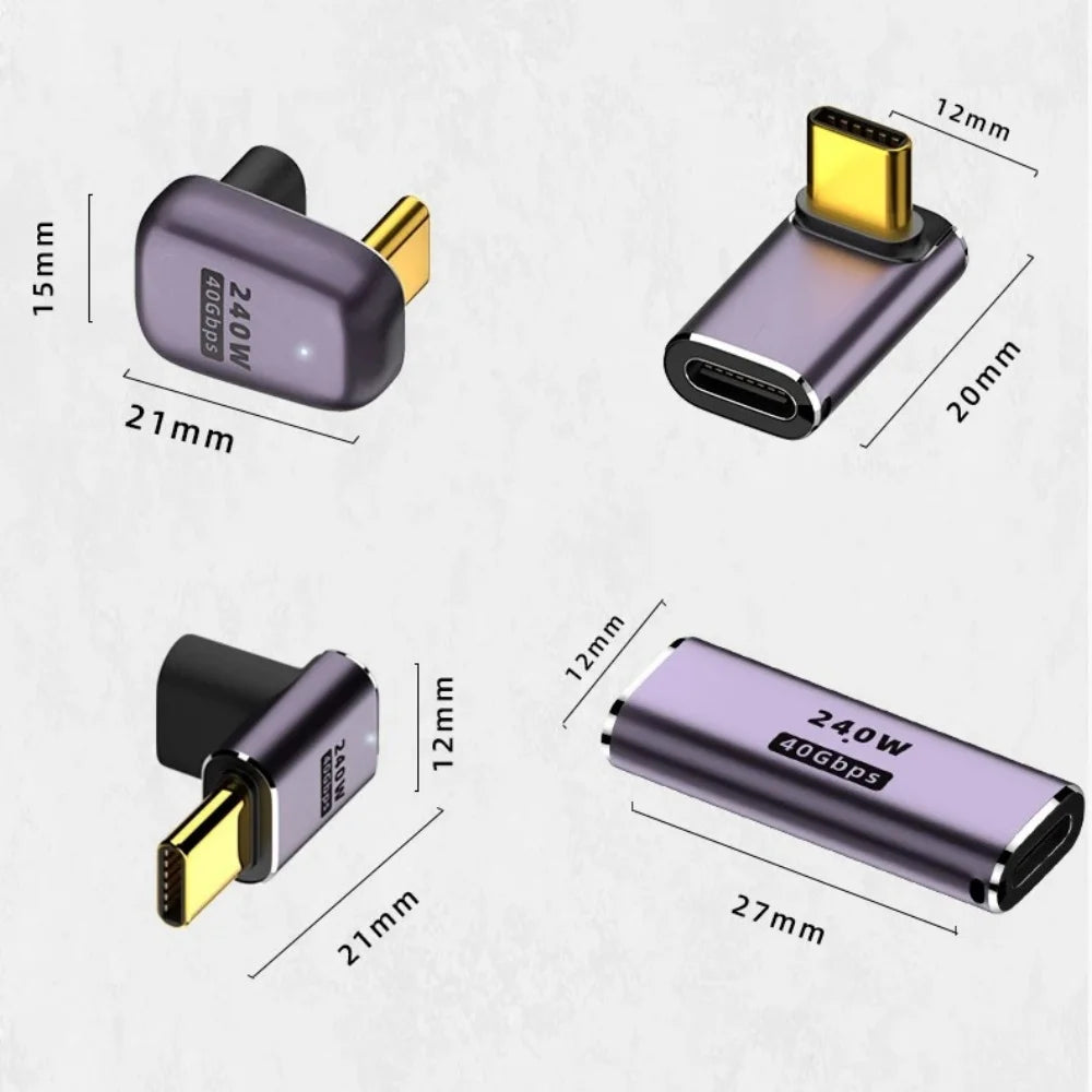 PD240W USB4.0 Type C to USB C Fast Charging Adapter Converter 40Gbps Data Sync Connector 8K@60Hz USB C OTG Adapter for MacBook
